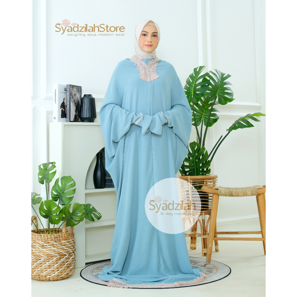 SYADZILAH - Mukena Terusan Dewasa Crinkle Airflow 2in1 Renda Mewah Travelling