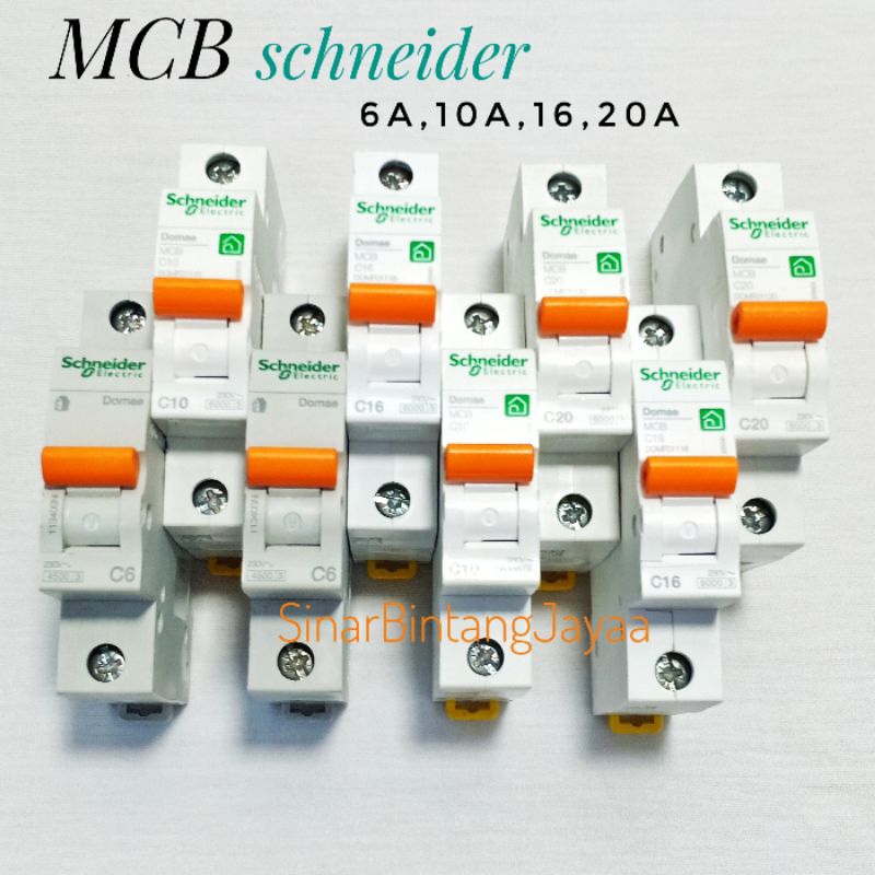 MCB SCHNEIDER DOMAE 1 PHASE 6A / 10A / 16A / 20A  SCHNEIDER DOMAE MCB