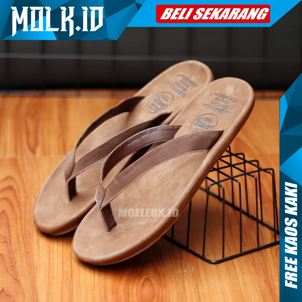 MOLK|Sandal Kasual Kulit Pria Original Model Jepit Pria Santai Ringan Brand Original CVNY Terbaru