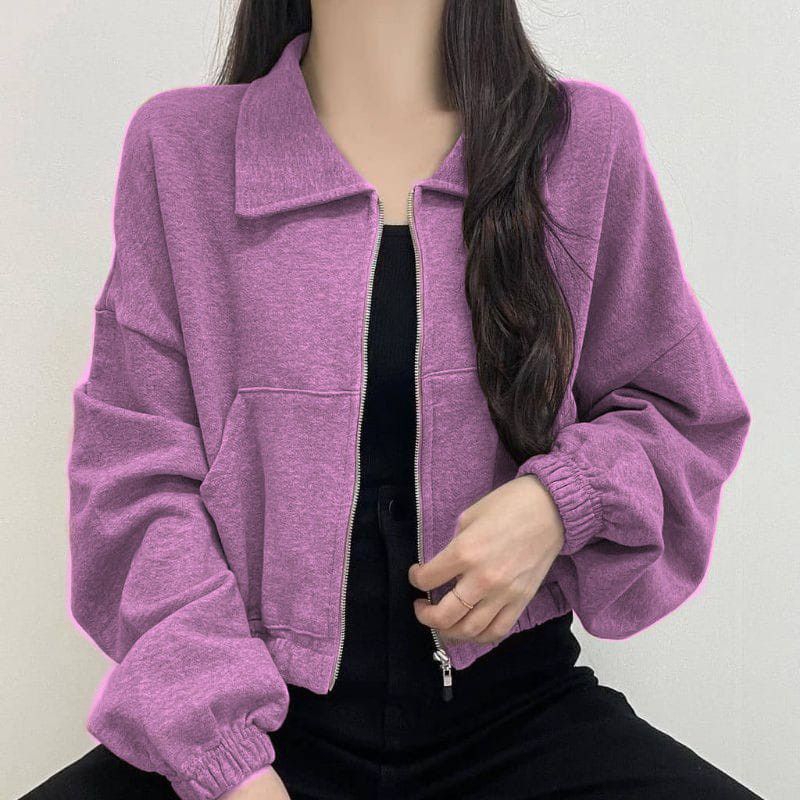 SWITER VADA COLAR JACKET ZIPPER | sweater wanita