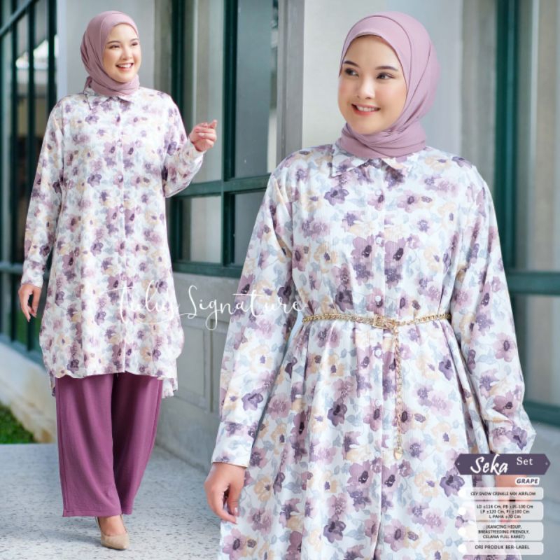 SEKA ONESET BY TULUS SIGNATURE / SET MOTIF WANITA MUSLIMAH / Setelan celana ld 116