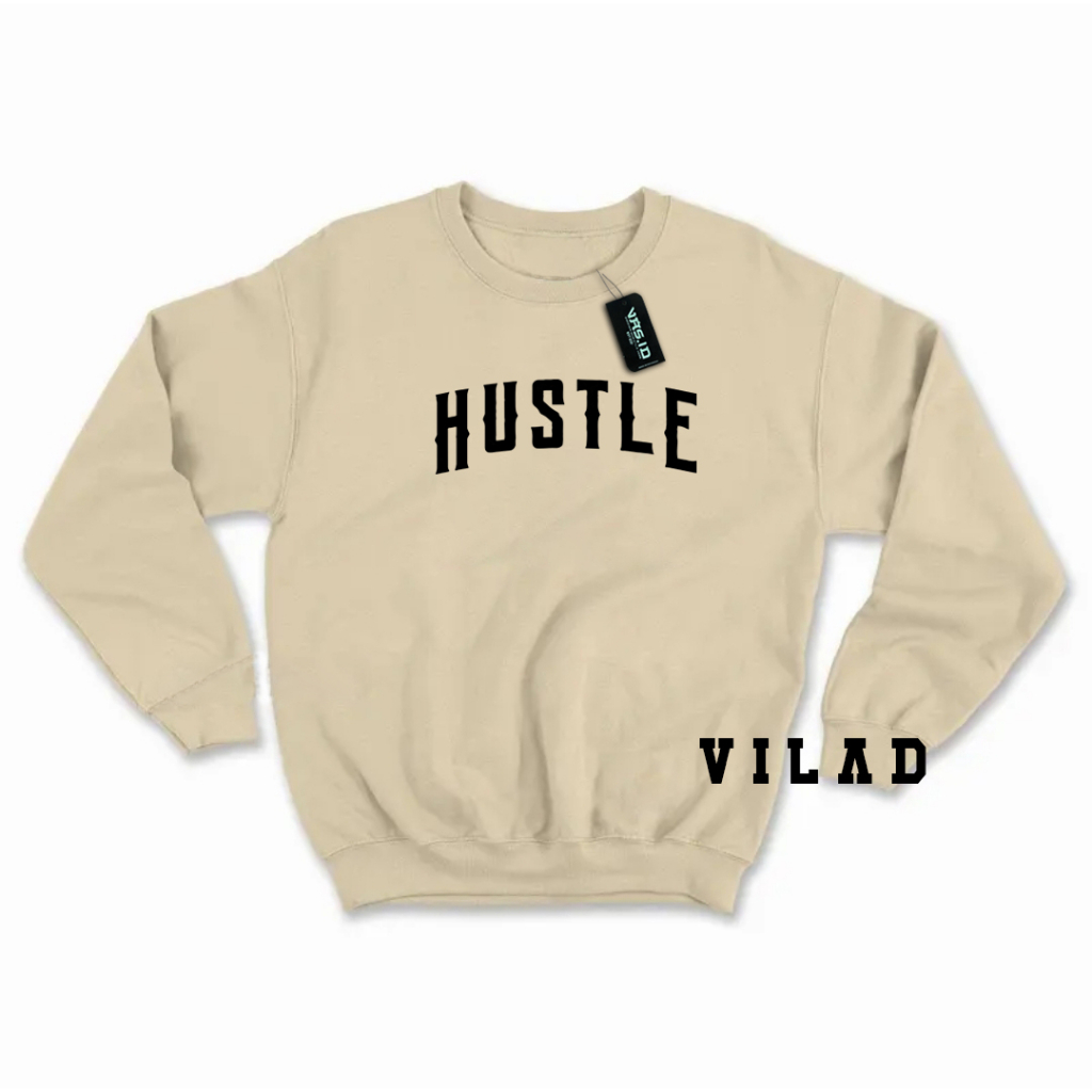 Sweater Crewneck Pria Wanita Oversize Hustle Bahan Fleece Tebal Premium Distro VASPLY