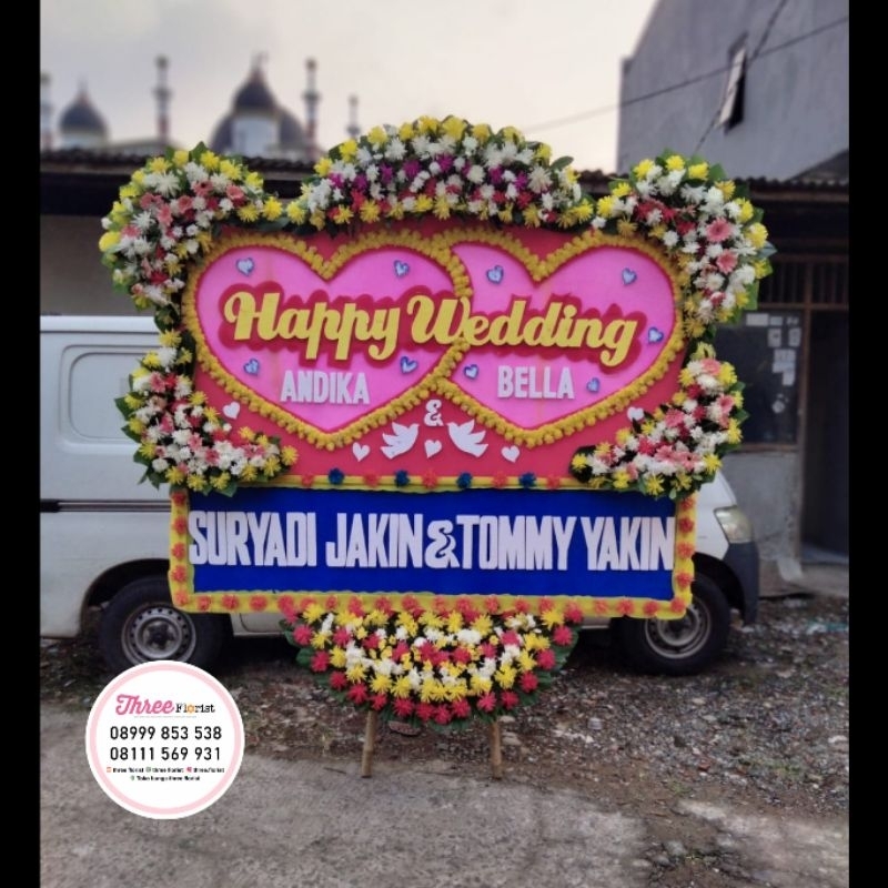 bunga papan wedding / rangkaian bunga papan wedding / bunga papan bunga fresh