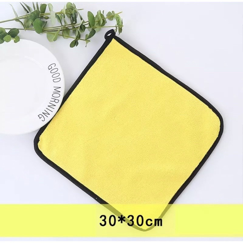 Kain Lap Microfiber uk 25x25 cm 30x30 cm 30x40 cm Bahan Tebal Serba guna Warna Kuning Abu