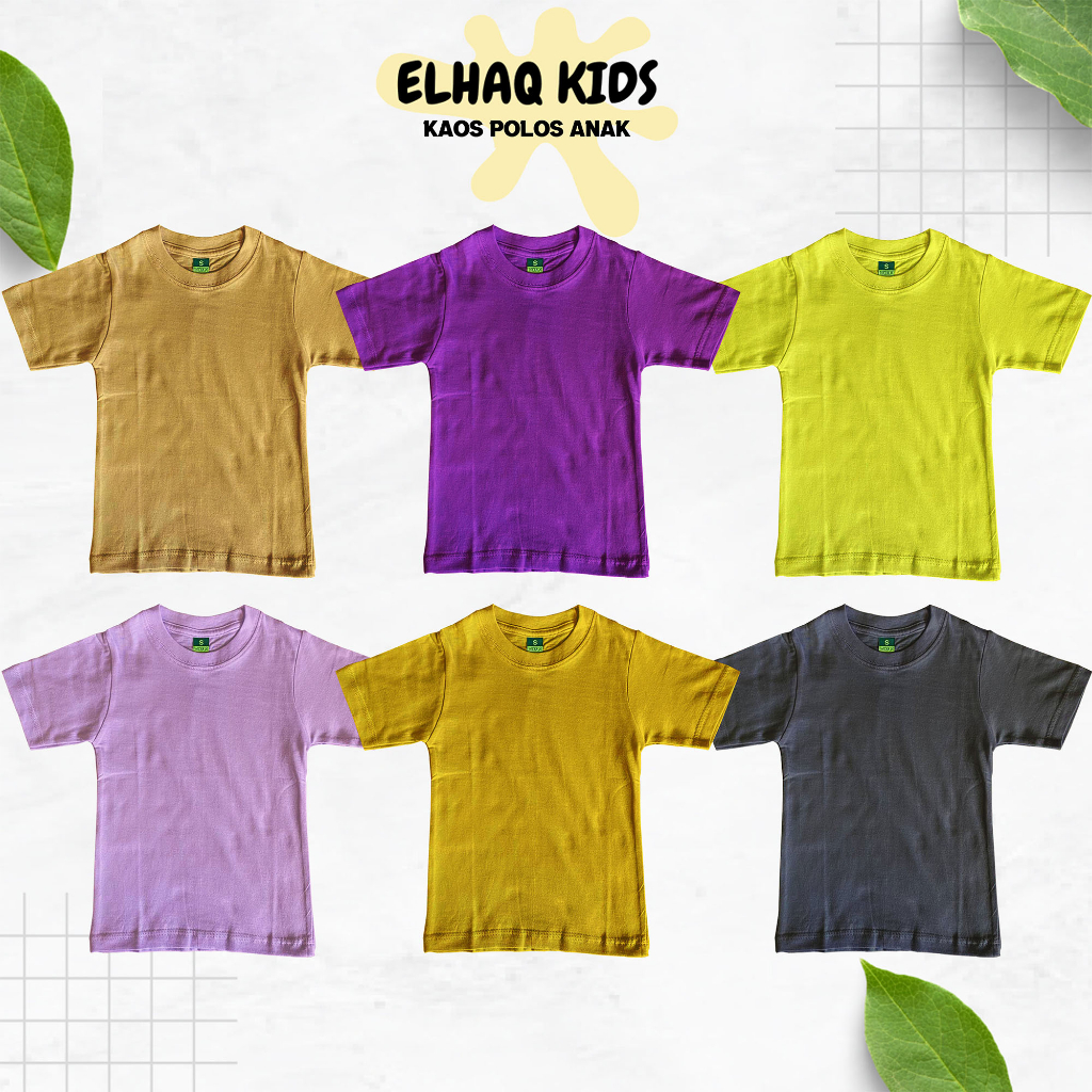 ELHAQ KIDS Kaos Polos Anak Bahan Full Cotton Adem Nyaman