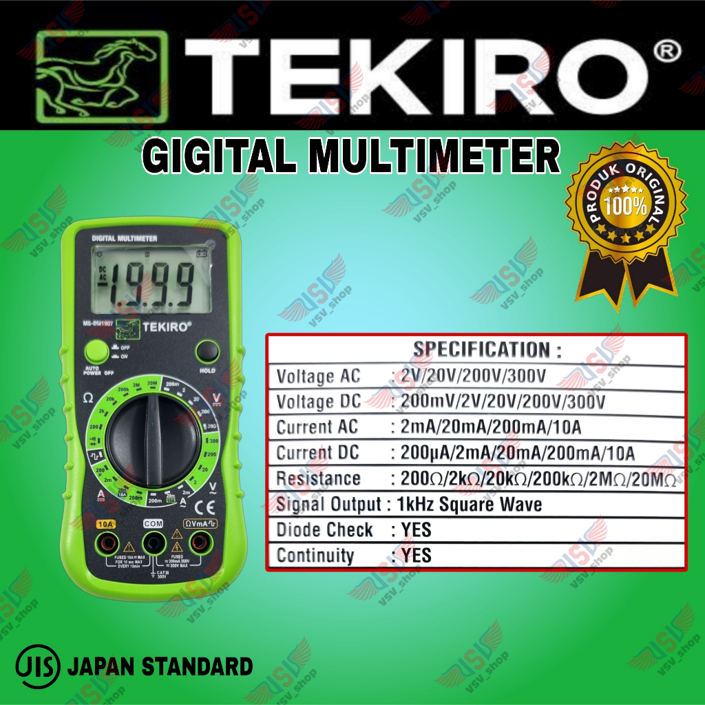 TEKIRO Multitester Digital Multimeter Avometer Multi Tester Digital AC DC