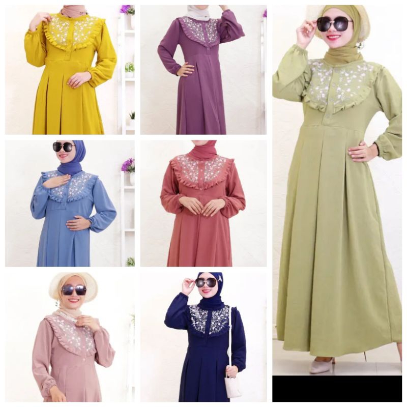 Gamis bordir premium crinkle airflow label