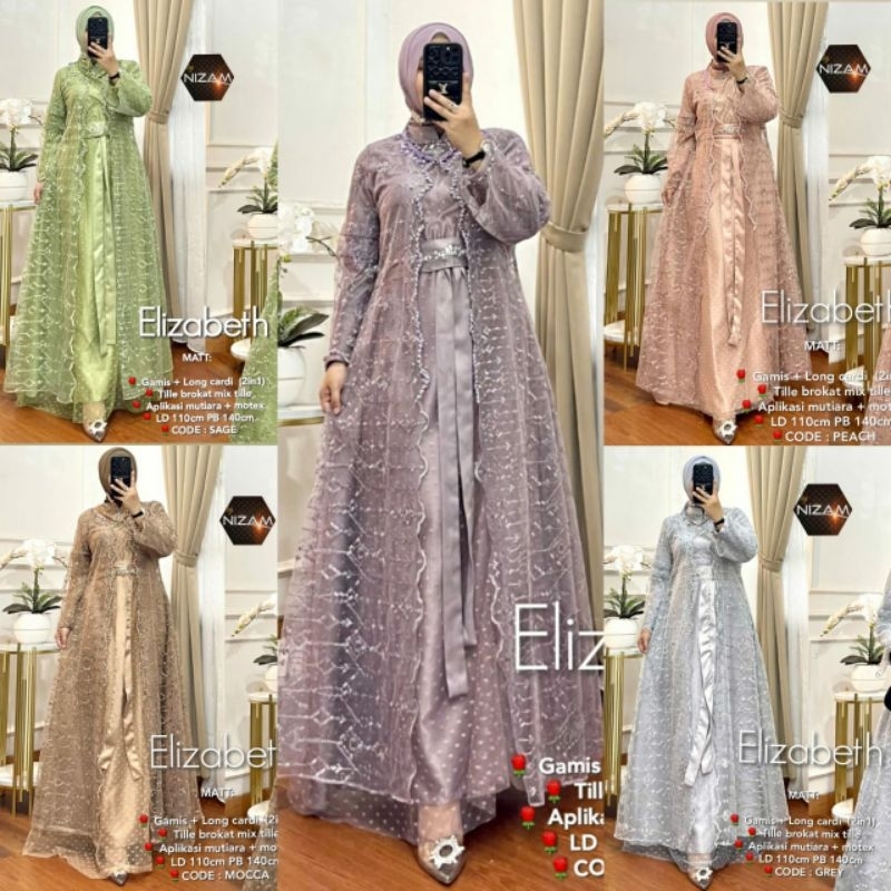 Elizabeth Dress / Gamis + Long Cardi 2in1 / Tille brokat polos