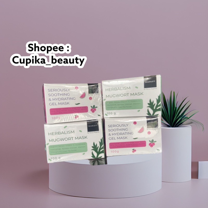 ADA HARGA GROSIR - scarlett masker wajah -- scarlett seriously soothing &amp; hydrating gel mask -- scarlett herbalism mugwort mask