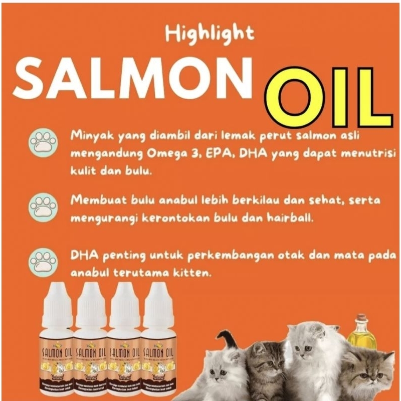 Minyak Ikan Salmon Murni 10ml Vitamin Pertumbuhan Bulu lebat Kucing Anjing Fish Oil Salmon Oil Shaestore15