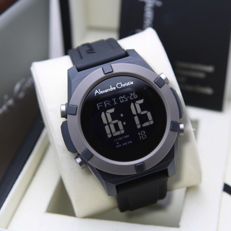 JAM TANGAN PRIA ALEXANDRE CHRISTIE AC 9371 AC9371 BLACK SILICON SERIES ORIGINAL