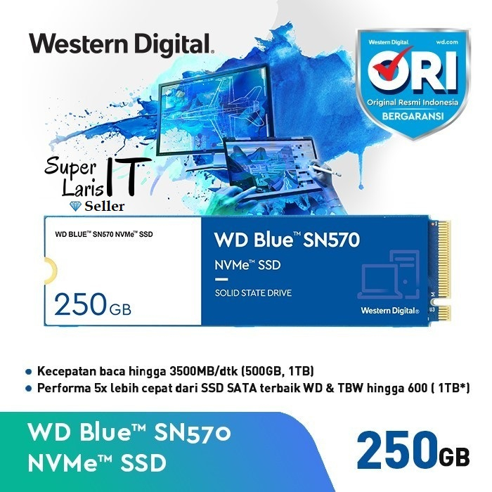 SSD Internal WD Blue SN570 250GB SSD M.2 NVMe PCIe Garansi Resmi