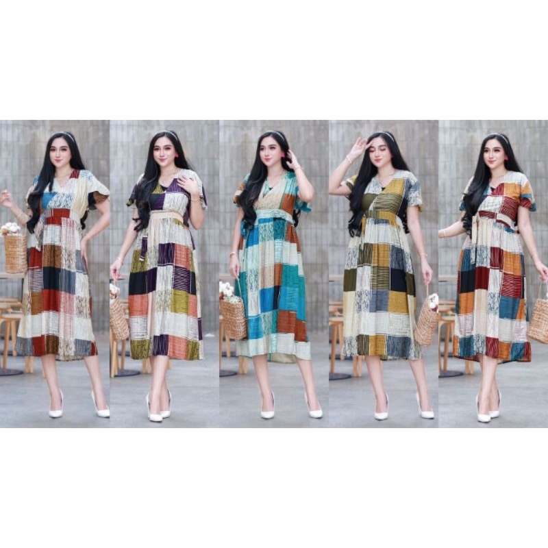 Dress Kimono Kotak Homedress Viral Daster Kimono Rayon Premium