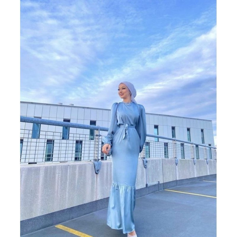 Meyra Dress Silk - Dress satin silk custom murah gamis kondangan pesta couple seragam bridesmaid pre