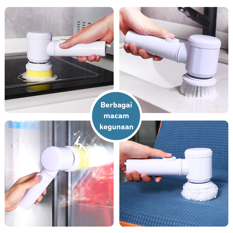 Magic Brush 3 in 1 Rechargeable / Sikat Pembersih Listrik Wireless Handheld Cleaner Rechargeable Spin Scrubber Waterproof Washer untuk Dapur Rumah