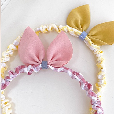 SS Bando Pita Scrunchie Bando Scrunchie Korea Anak Perempuan Motif Kotak Kotak Bando Aksesoris Rambut Wanita Bando Lucu Bando Kerut Pita