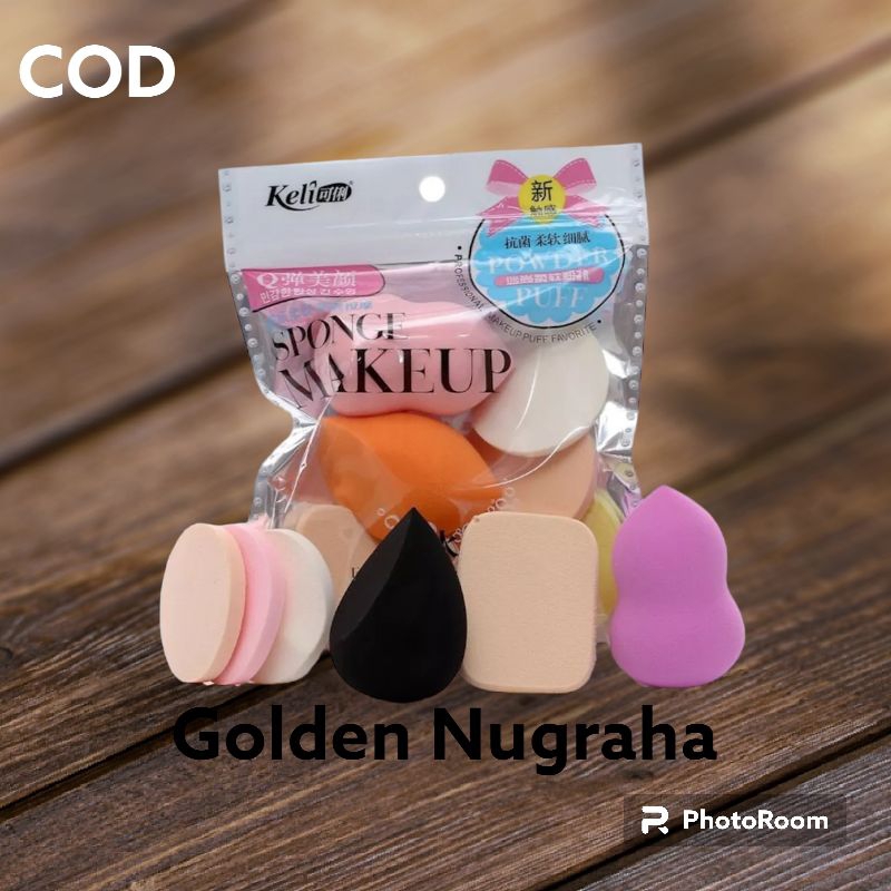 (GN70)SPONS MAKE UP SET 6 IN 1 BEAUTY BLENDER SPONGE BEDAK ISI 6 PCS..BY:GOLDEN NUGRAHA