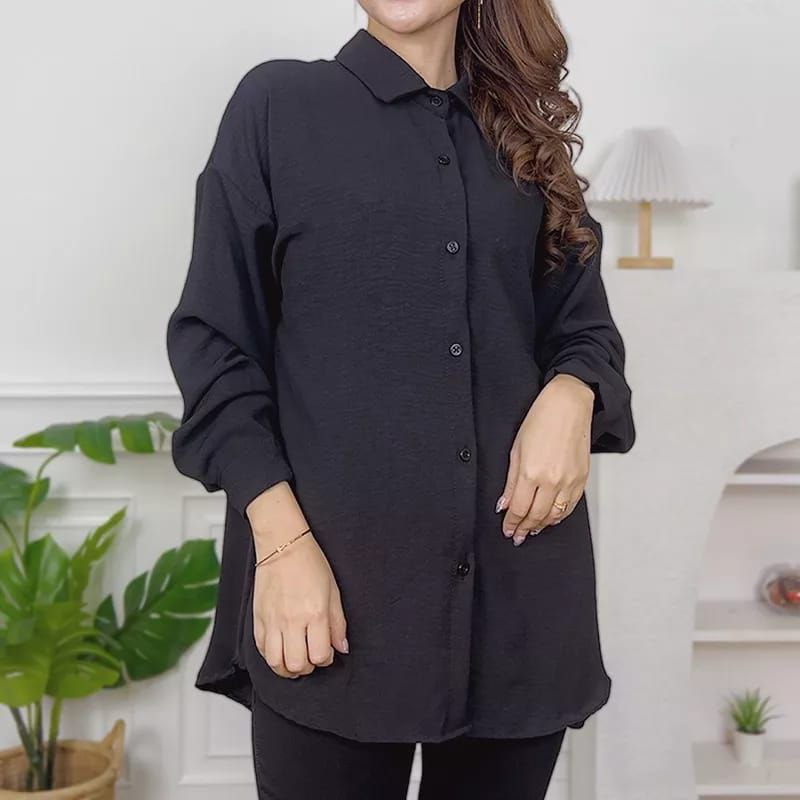 Kemeja Anna Shirt Crinkle Polos Premium