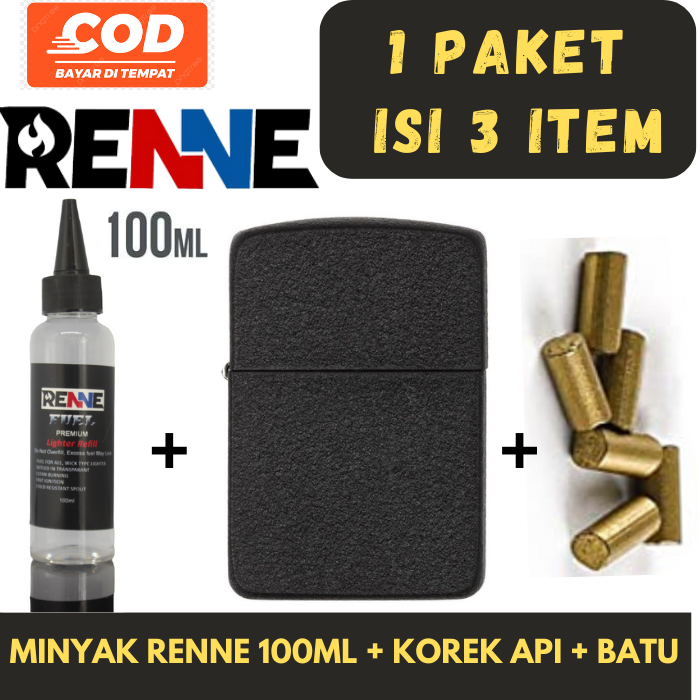 Paket Komplit Korek Api Kantai Hitam Kasar Plus Minyak100 ml Plus Batu