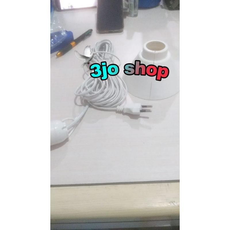 Fitting Gantung Lampu WD E27 Kabel 10 meter + Rumah & Saklar On Off TU2T