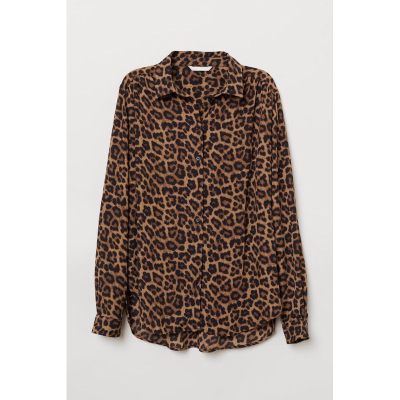 Ha#M leopard top blouse shirt / T*y H cotton blouse shirt kemeja wanita blouse wanita atasan