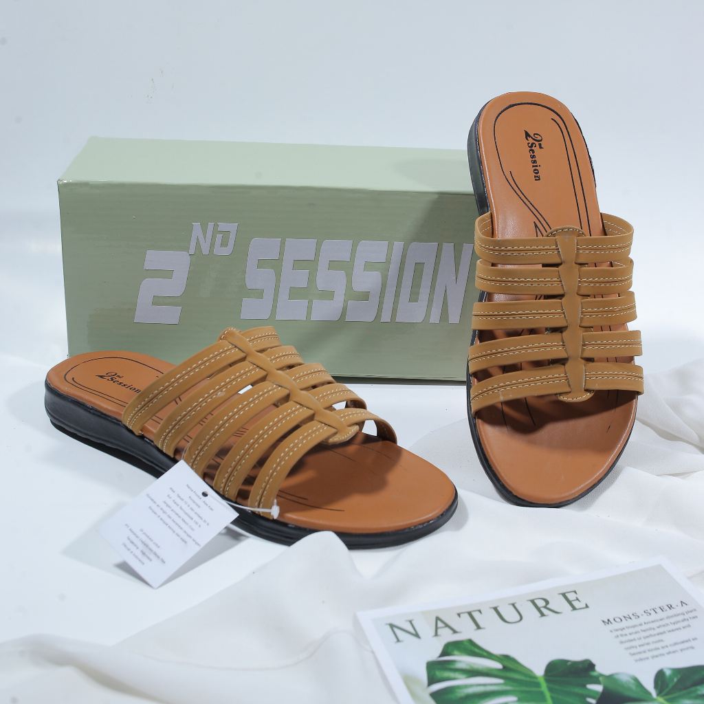 SANDAL SLOP WANITA FLAT TEPLEK TERBARU KEKINIAN SENDAL SELOP PEREMPUAN SLIP CEWEK SLIDE IBU PESTA KONDANGAN 2ND SESSION SANDAL WANITA ELEGAN MALL SECOND SESSION