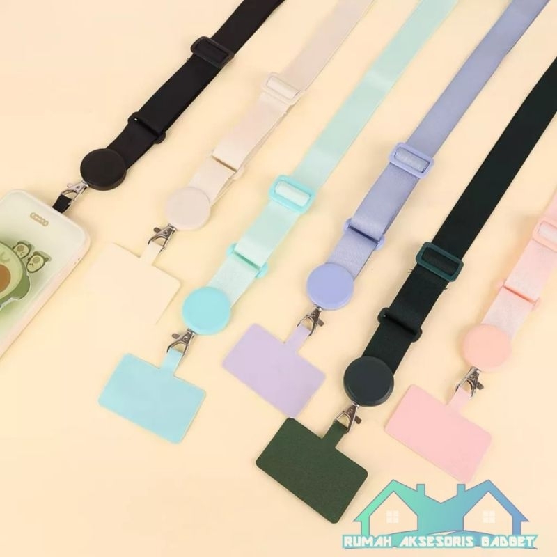 (Crossbody Tebal Full Nilon) Tali gantungan kalung Hp lanyard strap id nama kunci bisa panjang pendek Korea k-pop