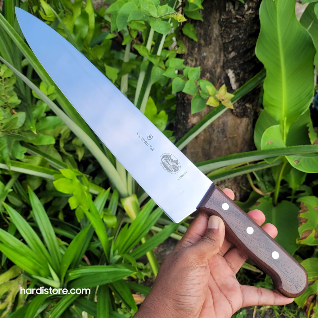 Pisau Iris Daging 31 cm Victorinox Carving Knife 5.2000.31 Handle Kayu (Rosewood) Original Swiss