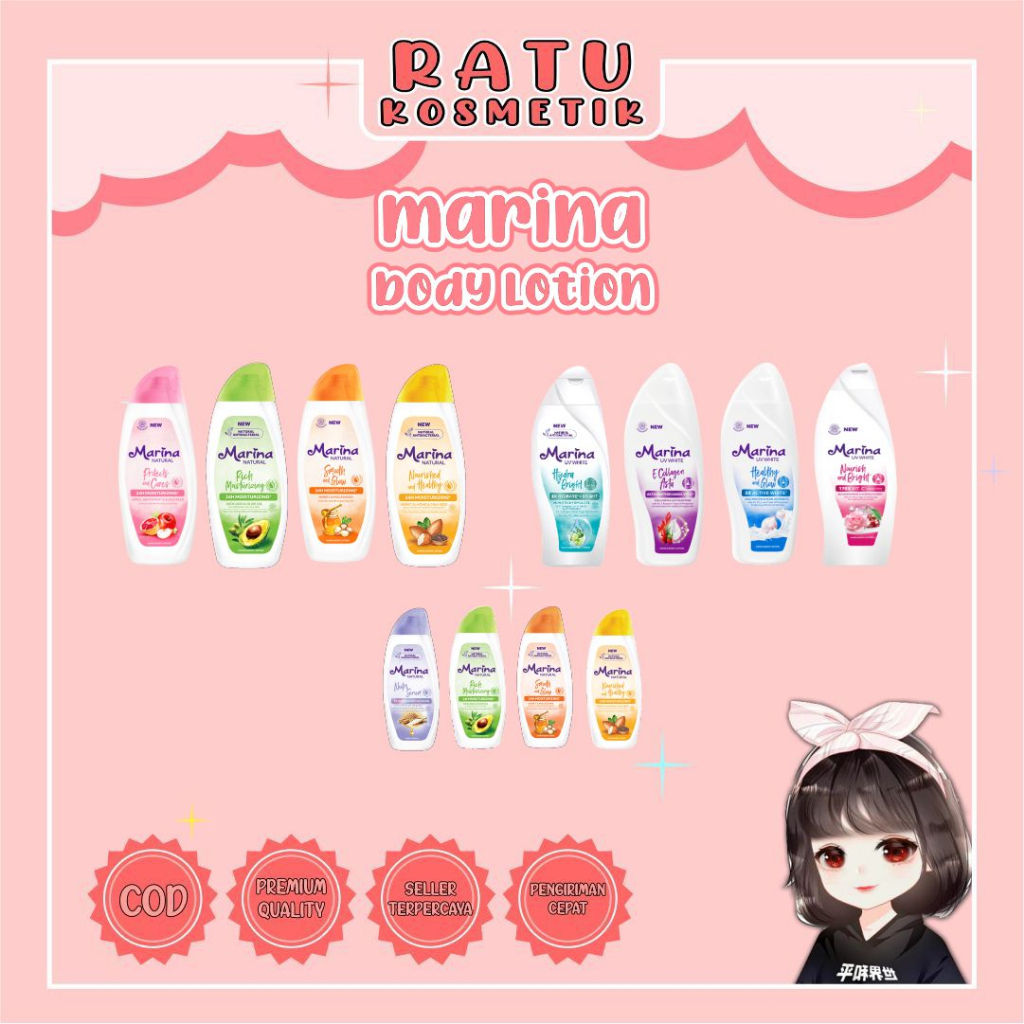 ❤ RATU ❤ Marina Hand Body Lotion UV White 313ml - 475ml | Body Serum | Lotion Pemutih