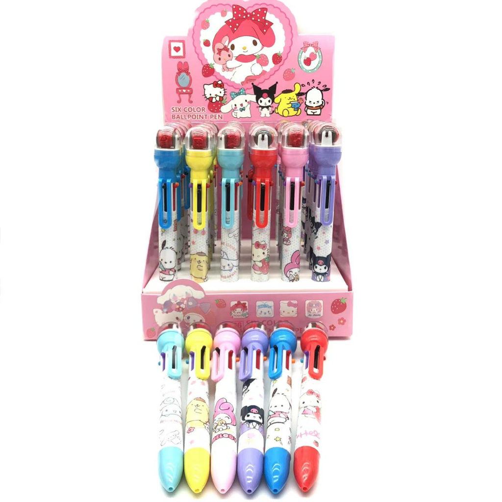 

ozozshop - Pena Mekanik Stempel Multi Warna Premium motif Karakter Sanrio #ST026 / Pulpen Anak Lucu Hello Kitty Purin My Melody Kuromi Cinnamonroll Pochacco / Pena 6 Warna / Alat Tulis Anak