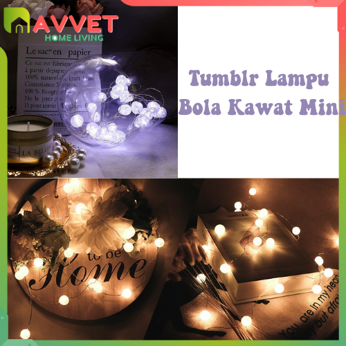 AVVET  Lampu Hias Bulat Dekorasi Bucket Gift Box Tumblr Lampu Bola Kawat Mini 1 2 3 Meter Bunga Balon Fairy Light Led Bulat Murah Import