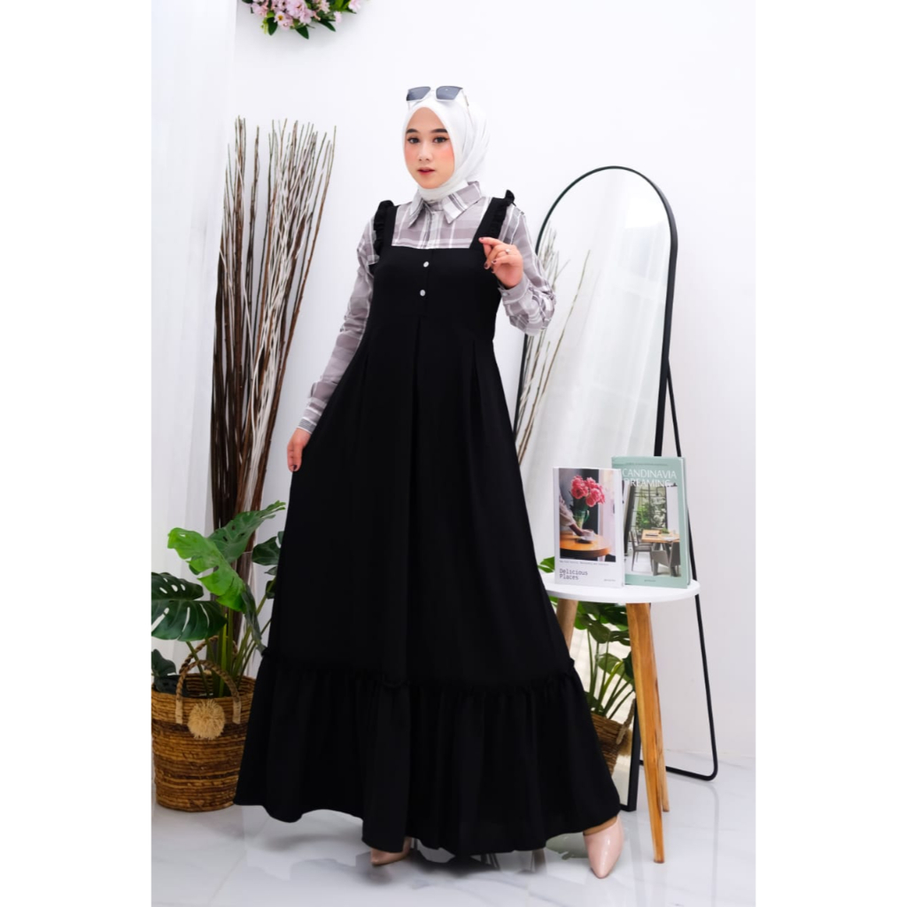Gamis Dewasa Rani Dress Motif kotak mix polos