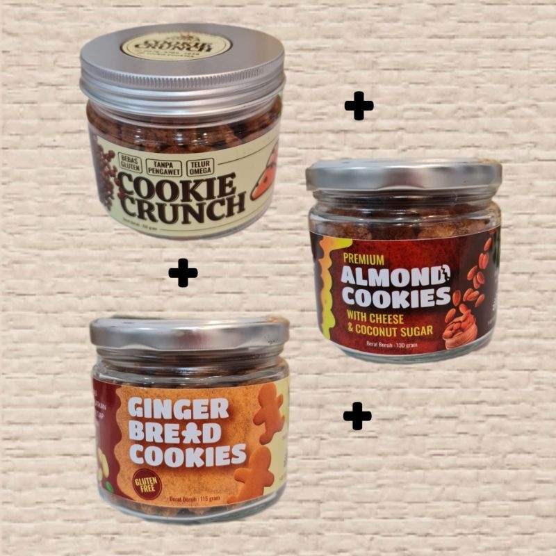 

Bundling Almond Cookies 130 gram, Cookie Crunch 150 gram dan Ginger Bread Cookies 115 gram