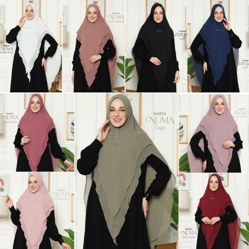 MASYA MADENIA SYARI Jibab Hijab Khimar Kerudung Swarovski Syari Ceruty Ceruti Babydoll 2 Layer Putih
