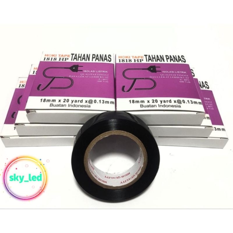 18*20Y Isolasi Listrik pvc hitam Tahan panas HOKI TAPE / Isolasi Instalasi Listrik Hitam 20 Yard GARANSI KUALITAS