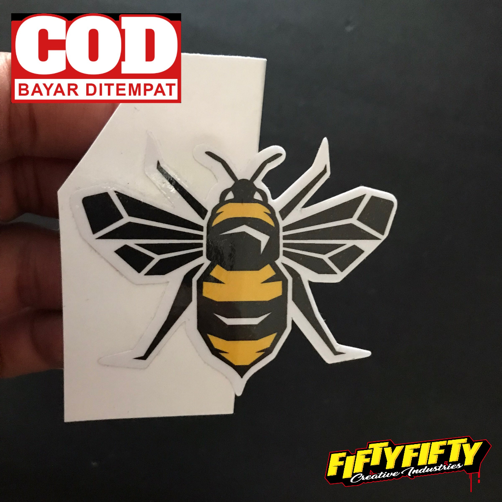 Stiker Print Cut BEE Stiker Printing Laminasi Glossy Stiker Motor Mobil Helm Sudah Membentuk Pola Desain