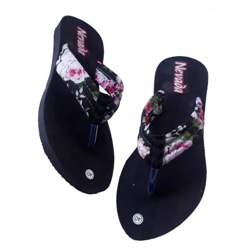 Sandal jepit Tebal Motif Kain Bunga