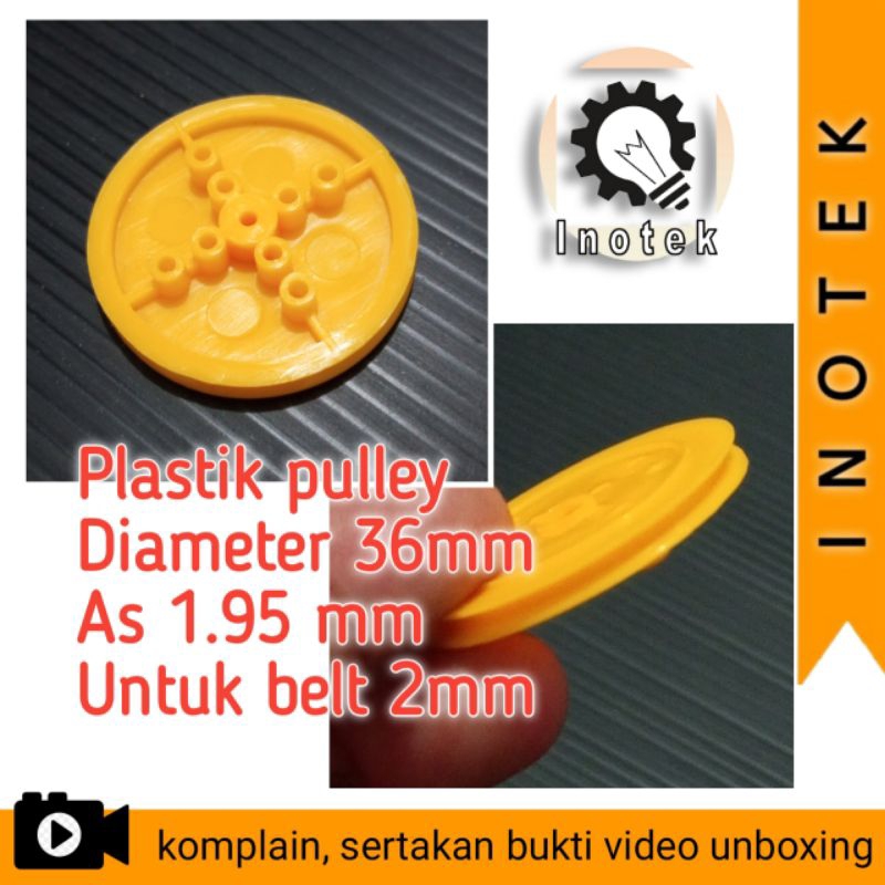 Pulley puli plastik 36mm untuk belt ring karet O 2mm lubang as 1.95mm