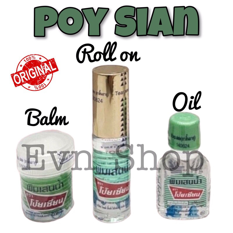 PIM SAEN BALM OIL POY SIAN BRAND Original Thailand - Minyak Angin Balsem Inhaler