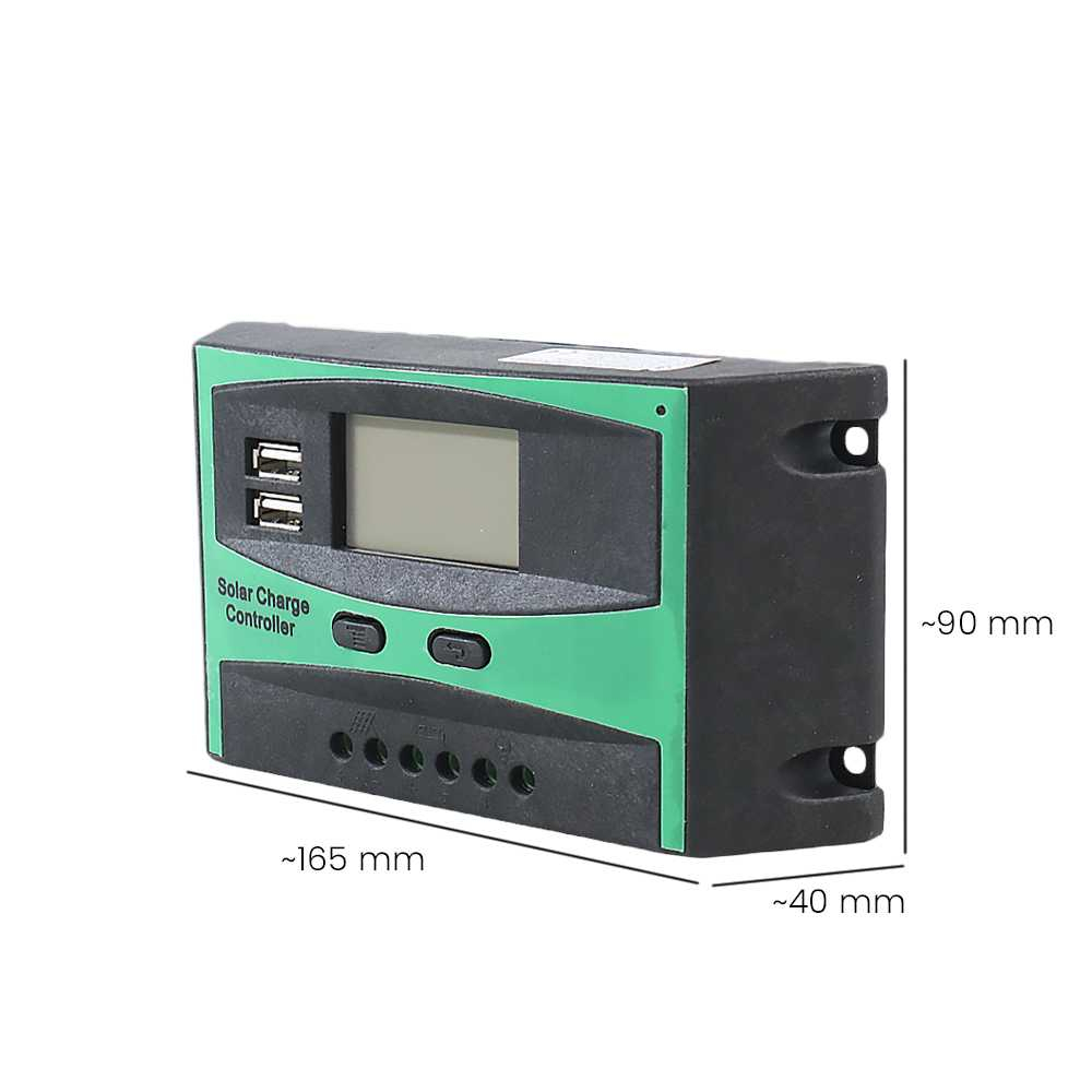 Solar Charge Controller Pengisi Daya Surya 30A Controller Regulator Dual USB 12/24V - DJ242001-2 Tampilan Besar Parameter LCD Memiliki LCD yang dapat memberikan info tentang daya, memutus, dan menyambungkan daya