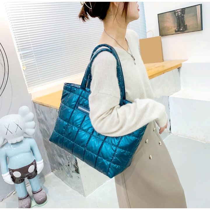 uniQue.id - Puffy Bag SHIMMER Tote Bag Bubble Resleting Big Size Shoulder Bag Parasut Glossy Suport Laptop Up To 15inc