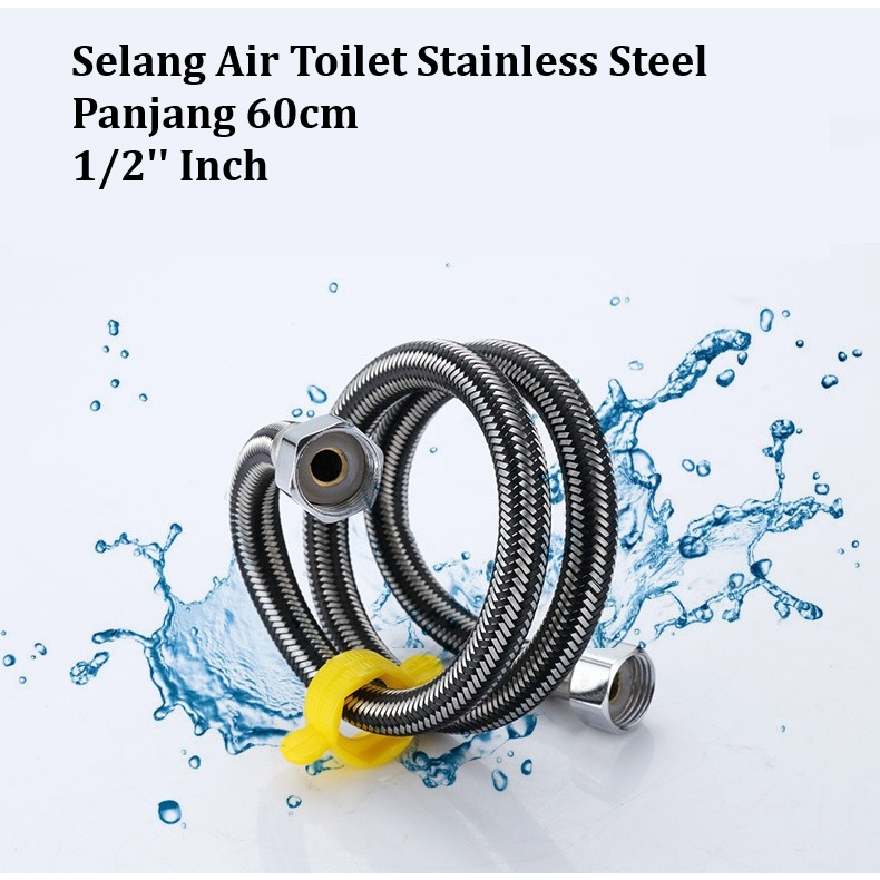FLHM 263 Selang Sambungan Kran Stainless Steel Panjang 60cm 1/2'' Inch Stainless Steel Anti Karat Di