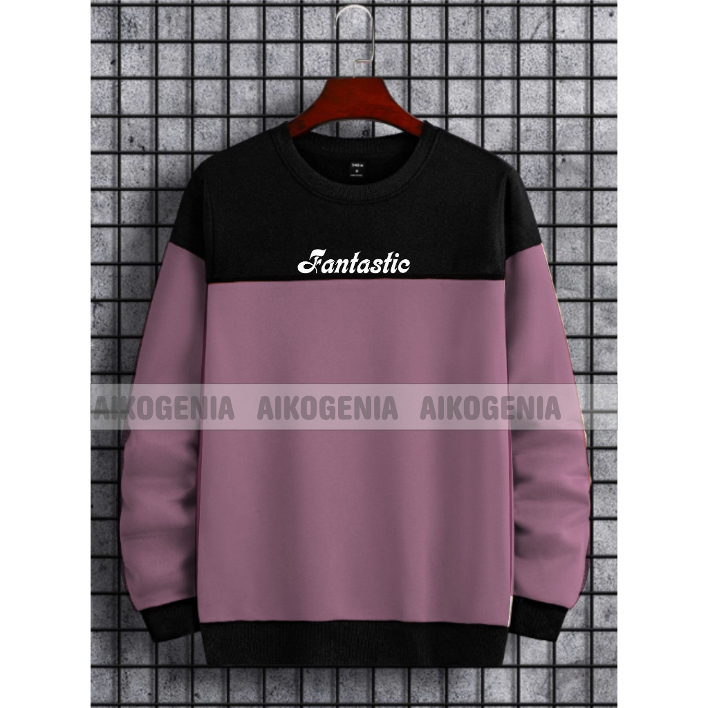 Sweater crewneck pria motif kombinasi FANTASTY terbaru / crewneck pria wanita terbaru kekinian