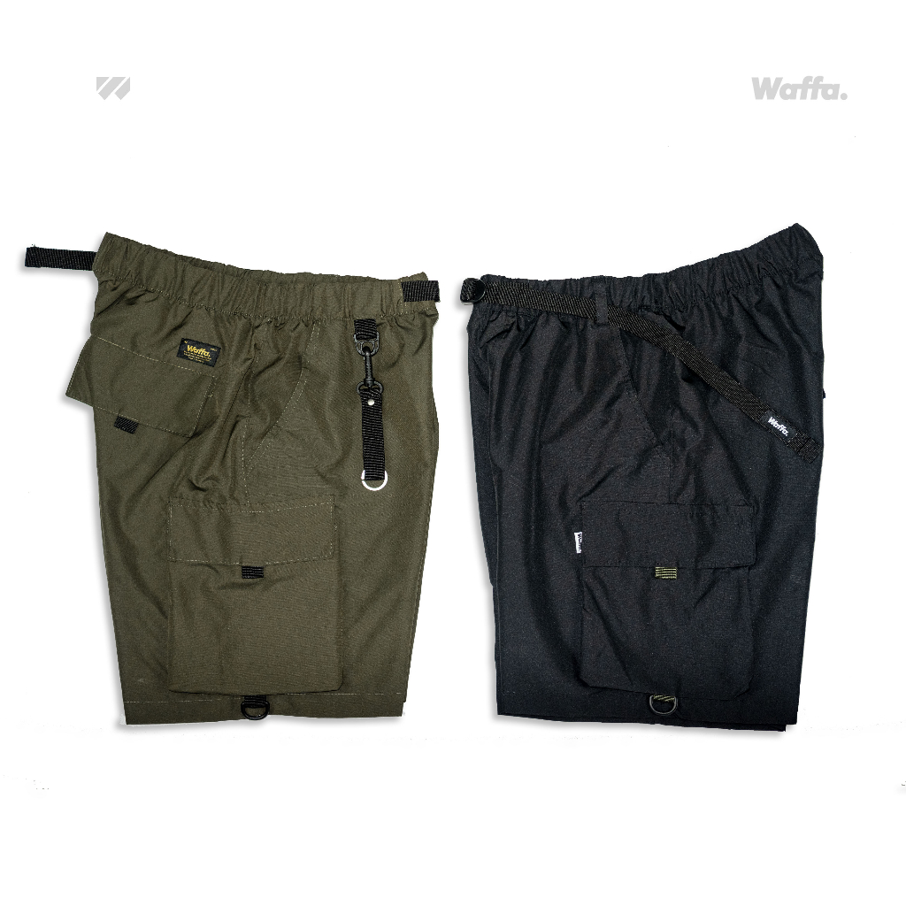 Boardshort Cargo Academica Waffa Hitam Army Polyester