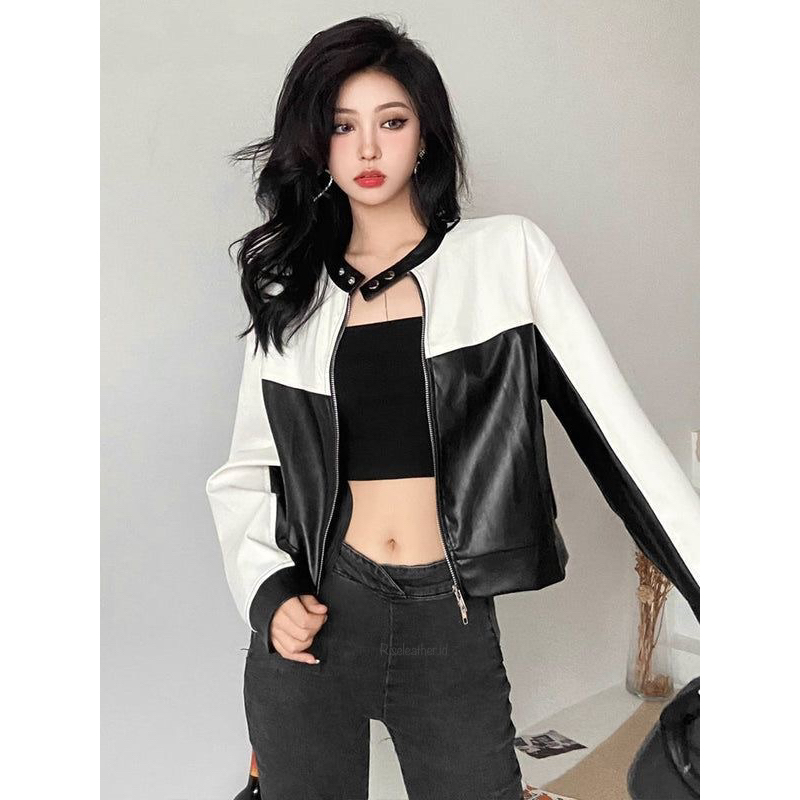 jacket kulit wanita / leather jacket motorcycle crop