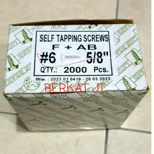 SKRUP TAPPING/SEKRUP TAPPING/SELF TAPPING SCREWS/SEKRUP TAPPING 6×5/8 ( HARGA TERSEBUT PER DUS )