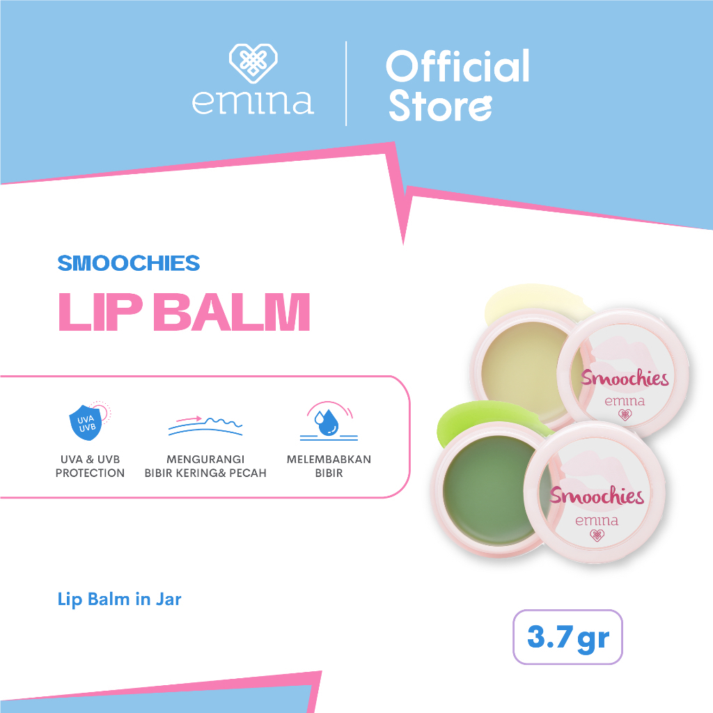 EMINA Smoochies Lip Balm Indonesia / Pelembab Bibir 3.7g / UVA UVB Protection Mengurangi Bibir Kering Pecah Melembabkan / Lemonade Cucumber Juice / Lemon Jus Timun / Moisturizer Moisturizing Melembabkan Menutrisi / Skincare Lips Care / Treatment Perawatan