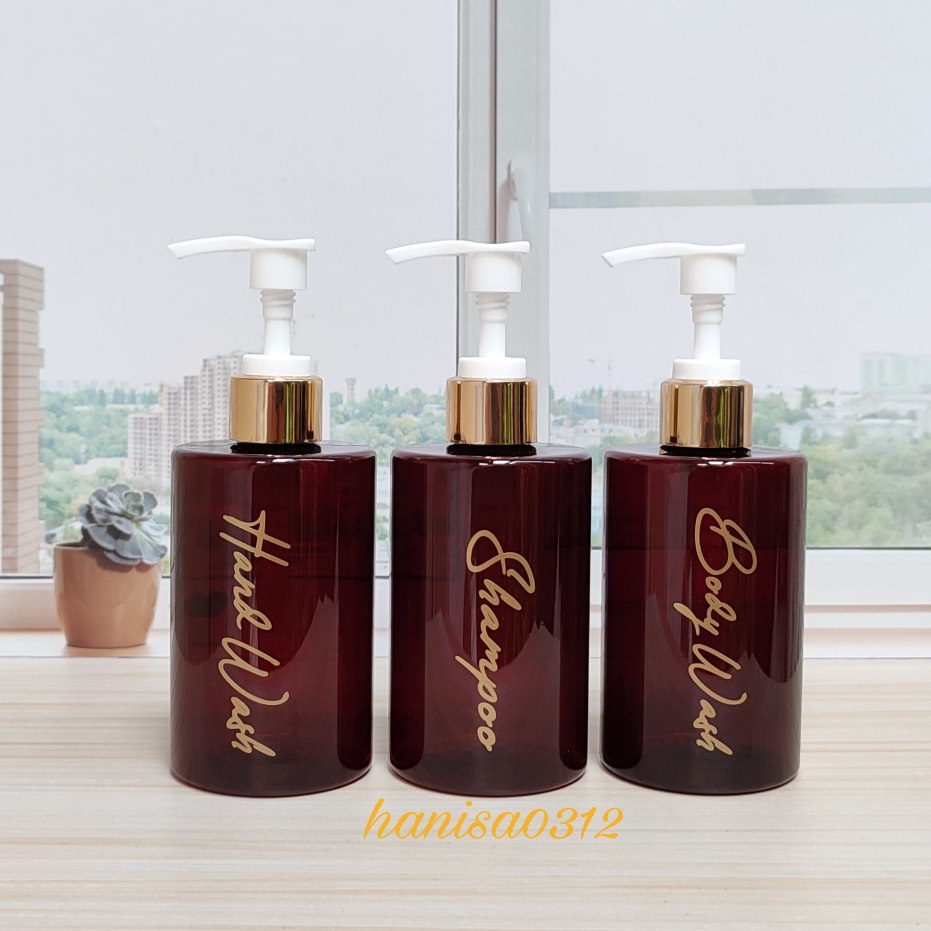 Botol Pump 250ml Aesthetic Tempat Sabun Cair Coklat Tutup Pump Luxury