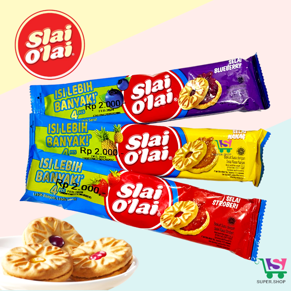 

Slai O'lai / Olai Biskuit Selai Strawberry / Blueberry / Nanas 32 Gram SATUAN