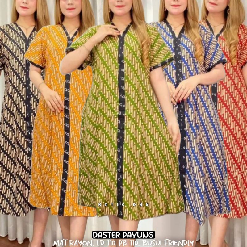 (Alesha) baju tidur daster payung list Sinta motif parang tradisional etnik bahan rayon halus Kekinian